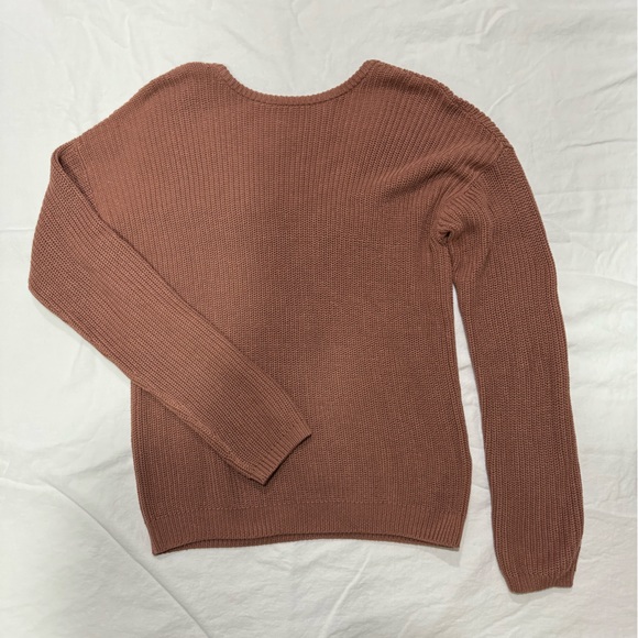 NA-KD Knit Sweater Crewneck V-Neck Mauve Rose Sweater size small - Picture 2 of 6